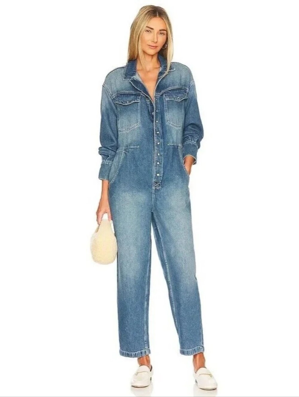 Free People Townes Denim Jumpsuit 90s y2k streetwear. Size XL.
